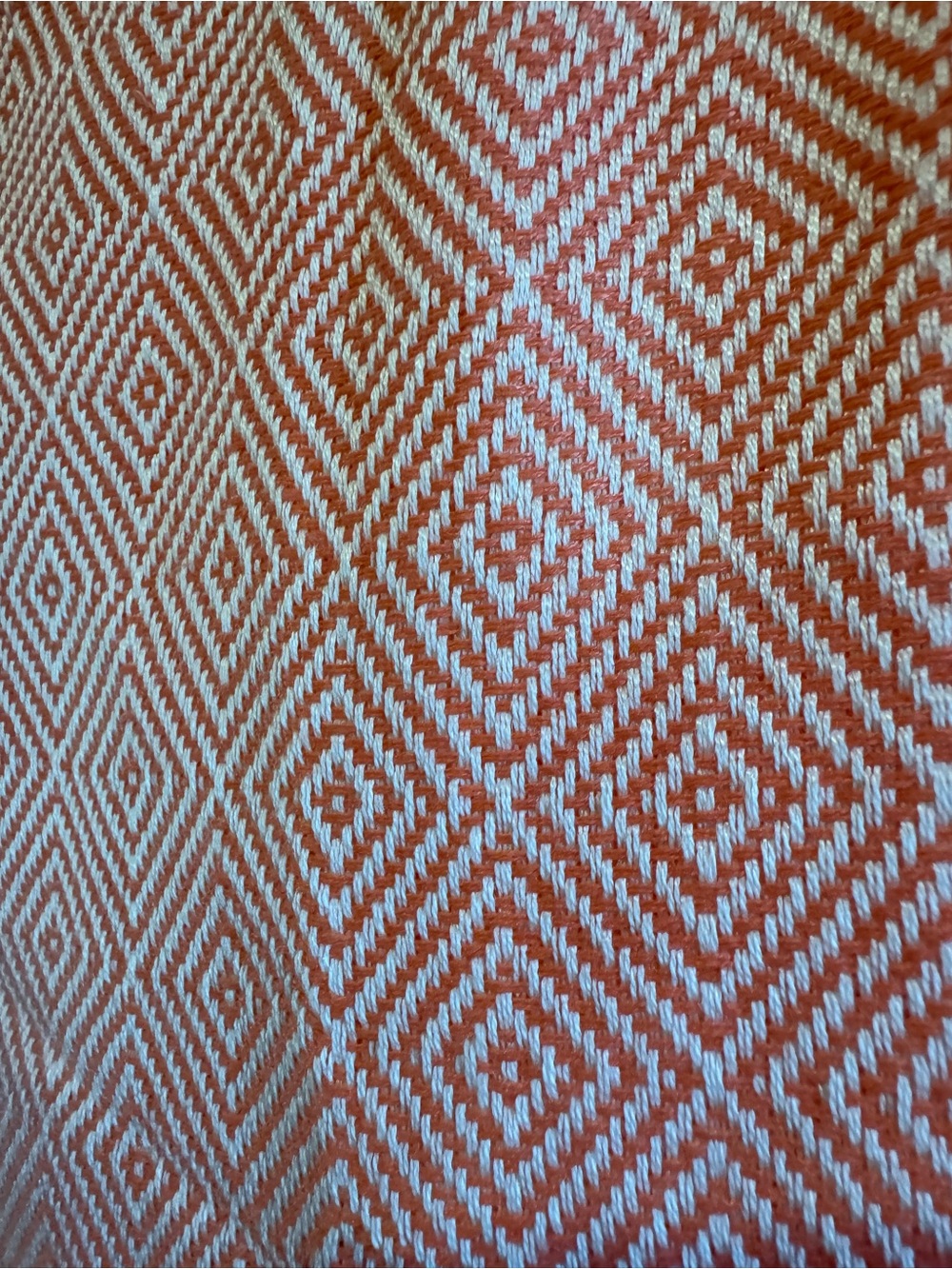 SIX Turkish Beach Towels 36” x 70” - Woven Diamond Pattern - Coral and Cream